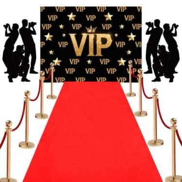 Imagem de Tapete vermelho, cenário de fotografia VIP, pano de fundo de filme, tema de filme, decoração de festa, acessório e tapete vermelho, 0,8 x 4,5 m com fita adesiva