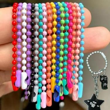 Imagem de Correntes de contas coloridas para chaveiro/etiqueta de mão para acessórios de fabricação de joias DIY (10 peças)