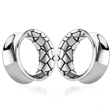 Imagem de Maxbott 2 peças de túneis de orelha 0G a 5/20.3 cm joia corporal de aço inoxidável cirúrgico 316 com design fractal, alargadores duplos alargados para orelhas esticadas, medidores de ouvido