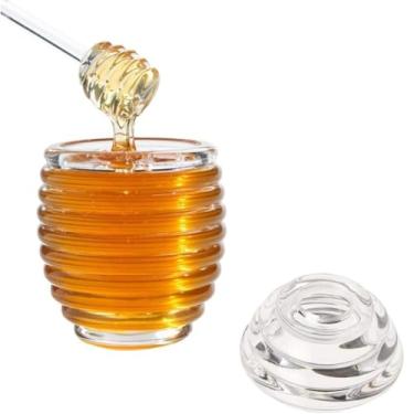 Imagem de Meleira Pote de Mel com Tampa Colmeia Pegador Dosador Recipiente para Armazenamento de Mel