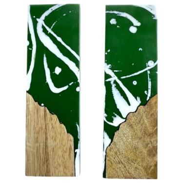 Imagem de Malayan Products | Espaços em branco de resina de madeira híbrida, lâminas de cabo de faca de madeira de manga acrílica, material de artesanato (mármore verde)