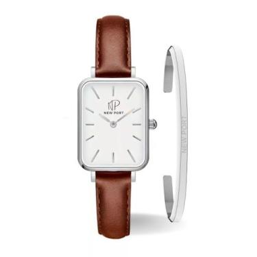 Imagem de Relógio Quadrado Feminino Elegante Casual New Port + Bracelete Ajustáv