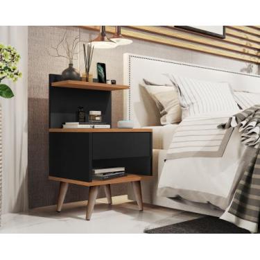 Imagem de KIT 2 Mesas De Cabeceira Retro Luxo Decorativa Quarto Livreiro 1 Gavet