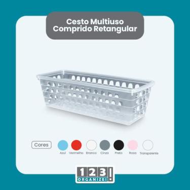 Imagem de Cesto Multiuso Comprido Retangular Transparente 28x11x8 Cm 123Organize