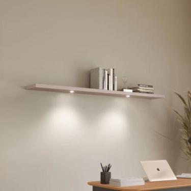 Imagem de Prateleira MDF decorativa com luzes LED e suporte invisível 180cm TB18