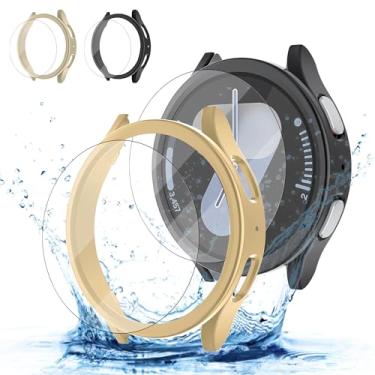 Imagem de [2+2] Pacote para Samsung Galaxy Watch 7 capa protetora de tela acessórios de 40 mm, película protetora de vidro temperado anti-embaçamento HD/HD, conjunto de capa facial, impermeável, capa para