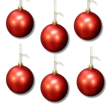 Imagem de Conjunto com 6 Bolas de Natal Tradicionais Vermelhas, 8cm – Enfeites Decorativos para Árvore, Ornamentos para pendurar na Árvore de Natal, Guirlanda e Decorar as Festas de Natal