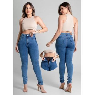 Imagem de Calça Feminina Super Lipo e Pala Arredondada Sawary Jeans com Cintura 