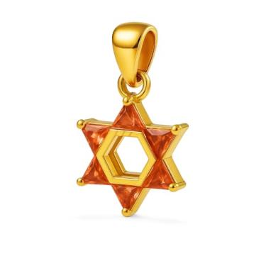 Imagem de 3 ARCHES USA Colar feminino de prata esterlina com estrela de Davi - pingente de prata esterlina 925 com pedras de zircônia cúbica multicoloridas - joia da Terra Santa banhada a ouro com corrente de