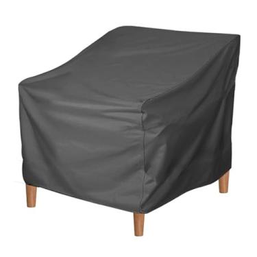 Imagem de GXARTS Capa de cadeira de pátio impermeável de tecido Oxford 600D | Capa grande para móveis de área externa para cadeiras de gramado e assentos profundos | preta, 91 cm L x 85 cm P x 80 cm A