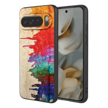 Imagem de OEURVQO Capa artística para Google 10 Pro XL, capa de silicone líquido de toque macio com forro fofo, compatível com carregamento sem fio, capa protetora para Google Pixel 10 Pro XL, aquarela preta