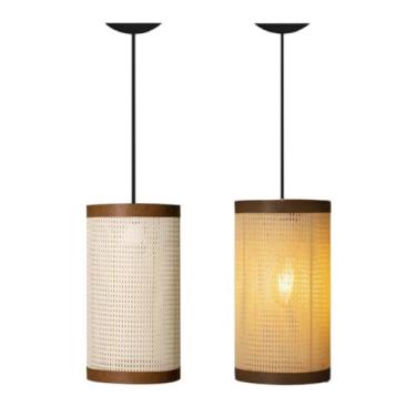 Imagem de Luminária Pendente Essence em Palha Indiana e Couro Sintético Fio Preto