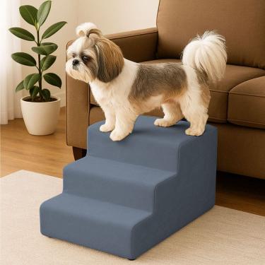 Imagem de Escada Escadinha Para Pet 3 Degraus Com Osso Cor Grafite