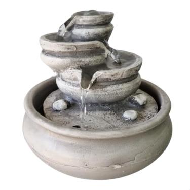 Imagem de Fonte água decorativa de mesa jarro 3 quedas decoração jardim garden casa