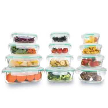 Imagem de Kit 12 Potes de Vidro Borossilicato com Tampa Hermética Verde Yikasa