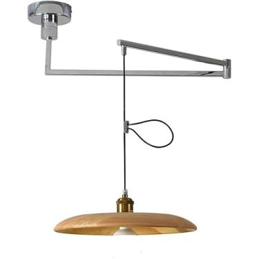 Imagem de Decoração De Quarto De Crianças Luz De Teto Pendurada Em Madeira Rústica Ajustável Braço Oscilante Luz Cromada Luminária De Iluminação De Braço Longo Fazenda Industrial Mid Century Modern P
