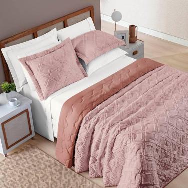 Imagem de Cobre Leito King Aveline Micropercal 300 Fios 3 Peças - Rose