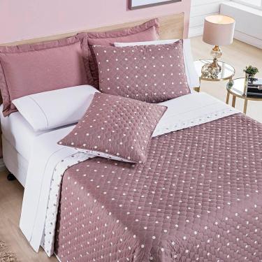 Imagem de Cobre Leito King Petit Poa Micropercal 200 Fios Dupla Face 3 Peças - Rose