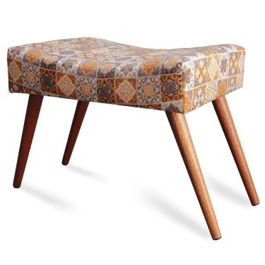 Imagem de Puff Cama Inbox Bagdade Retangular Com Pés Em Madeira Maciça Tecido Suede