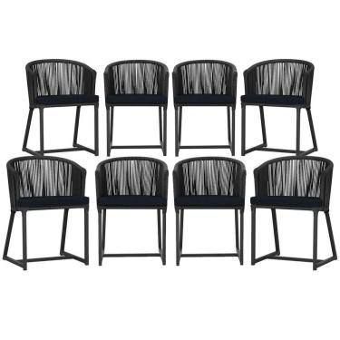 Imagem de 8 Cadeiras De Jantar área Noronha Preta E12 Trama Original Preto