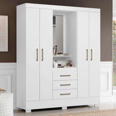 Imagem de Guarda Roupa Casal Capela 4 Portas 164 Cm Paris Branco Rosa Flex Armoveis Branco Rosa Flex
