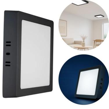 Imagem de Painel Plafon LED 24W 6500K Quadrado Sobrepor Preto Fosco Bivolt Blume