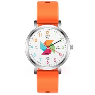 Imagem de Kchss Relógio infantil analógico à prova d'água, cata-vento para crianças de 8 a 12 anos, relógios de professores para meninos de 5 a 7 anos, 6 a 8 anos, fácil de ler, relógios educativos para meninas