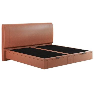 Imagem de Cama King Baú Flutuante Com Cabeceira 195cm Spazio S04 Couríssimo Telha - Lyam Decor
