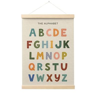 Imagem de Evcprz Moldura de pôster de arte de parede do alfabeto, decoração de quarto infantil, impressão em tela educativa do alfabeto, decoração de arte de parede para quarto de crianças, sala de jogos, sala