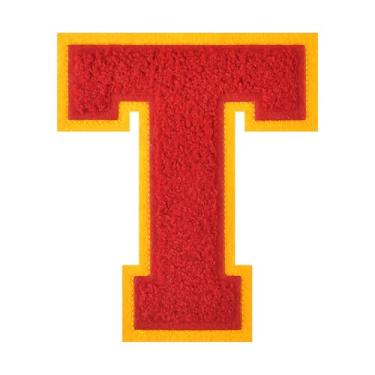 Imagem de 1 peça de patch de letra de chenille vermelho de 11,4 cm – Remendos do alfabeto para roupas, jaquetas, mochilas, chapéus para decoração personalizada, nome personalizado e artesanato. (T)