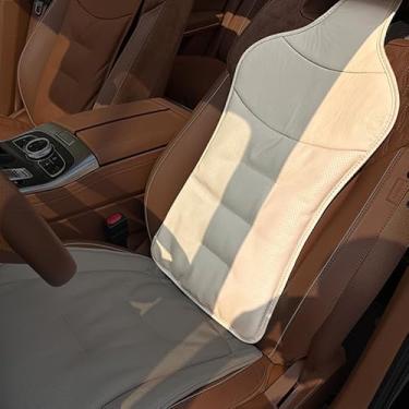 Imagem de Carroça de carro SUV's Wagon almofada de assento universal de couro genuíno lombar traseira camada superior de couro de vaca almofada frontal e traseira conforto acolchoado (fumaça branca, encosto)