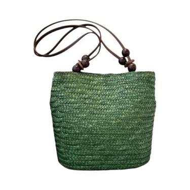 Imagem de Bolsa de Ombro Feminina de Palha Trançada - Grande Capacidade - Feita 