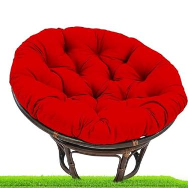 Imagem de Almofada Papasan para cadeira Papasan ao ar livre, almofada de balanço macia espessa para pendurar cadeira Papasan, almofada confortável e durável para pátio, jardim, varanda e uso interno (vermelho,