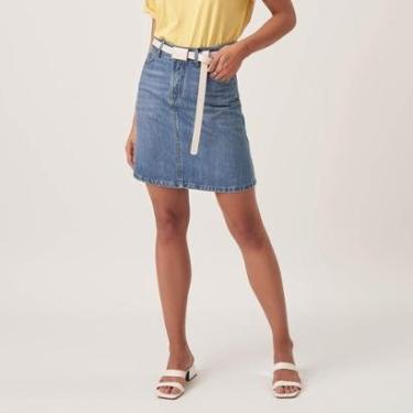Imagem de Saia Jeans Evase Acima Do Joelho-Feminino
