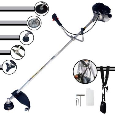 Imagem de Roçadeira Lateral Toyama RT43LB25A À Gasolina 2T 43cc 1,7HP 10.000rpm Robusta e de Alta Performance Com Carretel de Nylon e Kit 4 Lâminas de Cortes