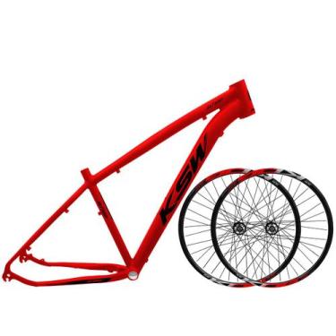 Imagem de Quadro MTB Aro 29 KSW XLT 100 + Par Roda Aro 29 KOG Rosca, Vermelho, P
