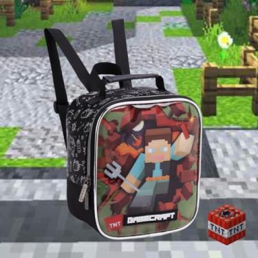 Imagem de Lancheira Térmica Infantil Alça de Costas e Mão Menino Estampa Gamecraft e Be a Hero (Verde Gamecraft)