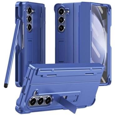 Imagem de Capa para Samsung Galaxy Z Fold 6, capa rígida de policarbonato premium com proteção de tela frontal integrada cobertura total à prova de choque, azul