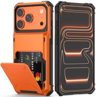 Imagem de Nvollnoe Capa compatível com iPhone 17 Pro com suporte para cartão [loja 5 cartões] Capa carteira resistente à prova de choque de camada dupla com compartimento para cartão oculto grande capa de