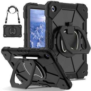 Imagem de Capa Protetora de Silicone PC Modelo C3 para Tab A9 8 7 polegadas Plana Resistente a Impactos Anti-Queda com Suporte Rotativo Processo Embossing e Cinto Ombro