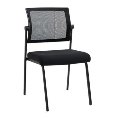 Imagem de Cadeira de escritório ergonômica empilhável com encosto de malha, estrutura de aço, suporte lombar ajustável, assento que economiza espaço (preto)