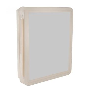 Imagem de Armário Para Banheiro Com Espelho Parede Vision Embutir/Sobrepor Plástico Branco Preto, Organizador com Prateleiras - Kit Fixação Incluso(RETO BEGE)