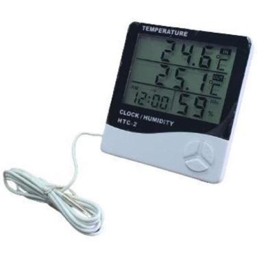 Imagem de Termômetro Higrômetro Relógio Digital Medidor Interno/Extern