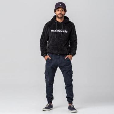 Imagem de Blusão Moletom Rock e Soda Masculino Bolso Canguru Capuz Teddy-Masculino