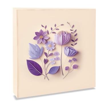 Imagem de Álbum de fotos Ical, encadernação fichário, para 500 fotos 10x15cm, 5 fotos por página - envelope plástico branco - linha Mega - modelo floral 3D lilás - 331