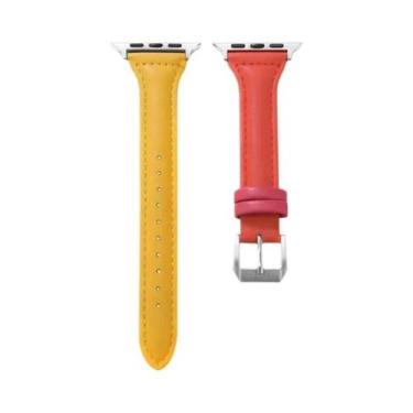 Imagem de Pulseira De Couro Slim Para Apple Watch 41mm 40mm 38mm 49mm 46mm 42mm 