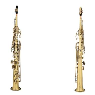 Imagem de Saxofone instrumento profissional fabricação saxofone soprano B-flat palhetas soprano pescoço cor bronze adequado para iniciantes e adultos