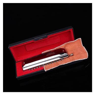 Imagem de Gaita cromática de 14 furos 56 tons, redondo, furo de sopro para iniciantes, adultos, profissionais, tocando gaita