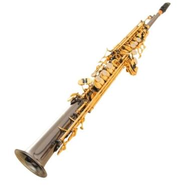 Imagem de Instrumento de saxofone instrumento de saxofone B saxofone soprano plano instrumento de sopro profissional preto níquel ouro chave com bolsa