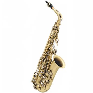 Imagem de Saxofone Straight EB Alto Saxofone Latão Dourado Lacado Instrumento Musical E-Flat Sax com Acessórios de Caixa (Cor: Verde Claro)